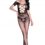 Open Crotch Rose Pattern Lace Body Stockings LC79371 5