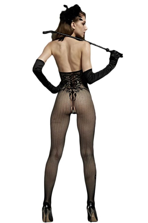 Seamless Opaque Tattoo Halter Neck Bodystocking LC79915 2 4