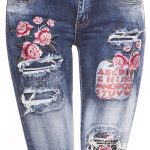 kkSkinny Jeans with Patches Used Look Color JEANSBLUE Size 34 0000J61103 JEANSBLAU 14