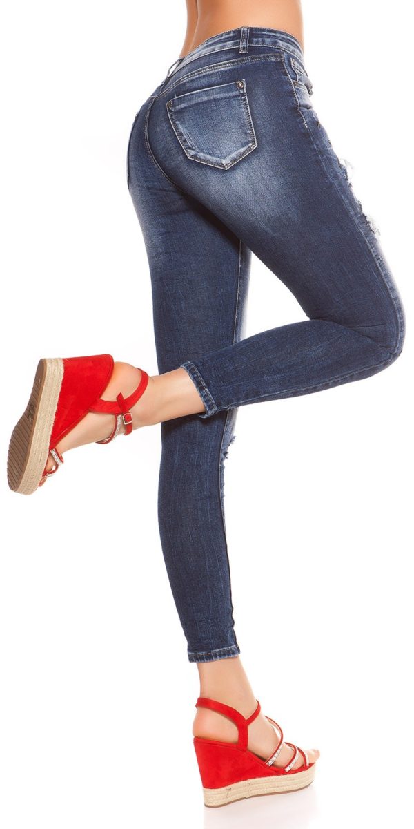 kkSkinny Jeans with Patches Used Look Color JEANSBLUE Size 36 0000J61103 JEANSBLAU 4