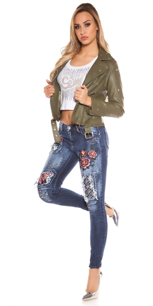 kkSkinny Jeans with Rivets and Embroidery Color JEANSBLUE Size 34 0000E1911 JEANSBLAU 4 1