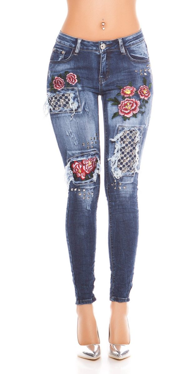 kkSkinny Jeans with Rivets and Embroidery Color JEANSBLUE Size 34 0000E1911 JEANSBLAU 9 1