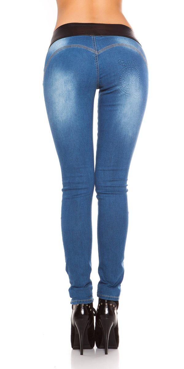 ooKouCla DarkWash Skinny Jeans with Letherlook Color JEANSBLUE Size 34 0000K600 294 JEANSBLAU 20