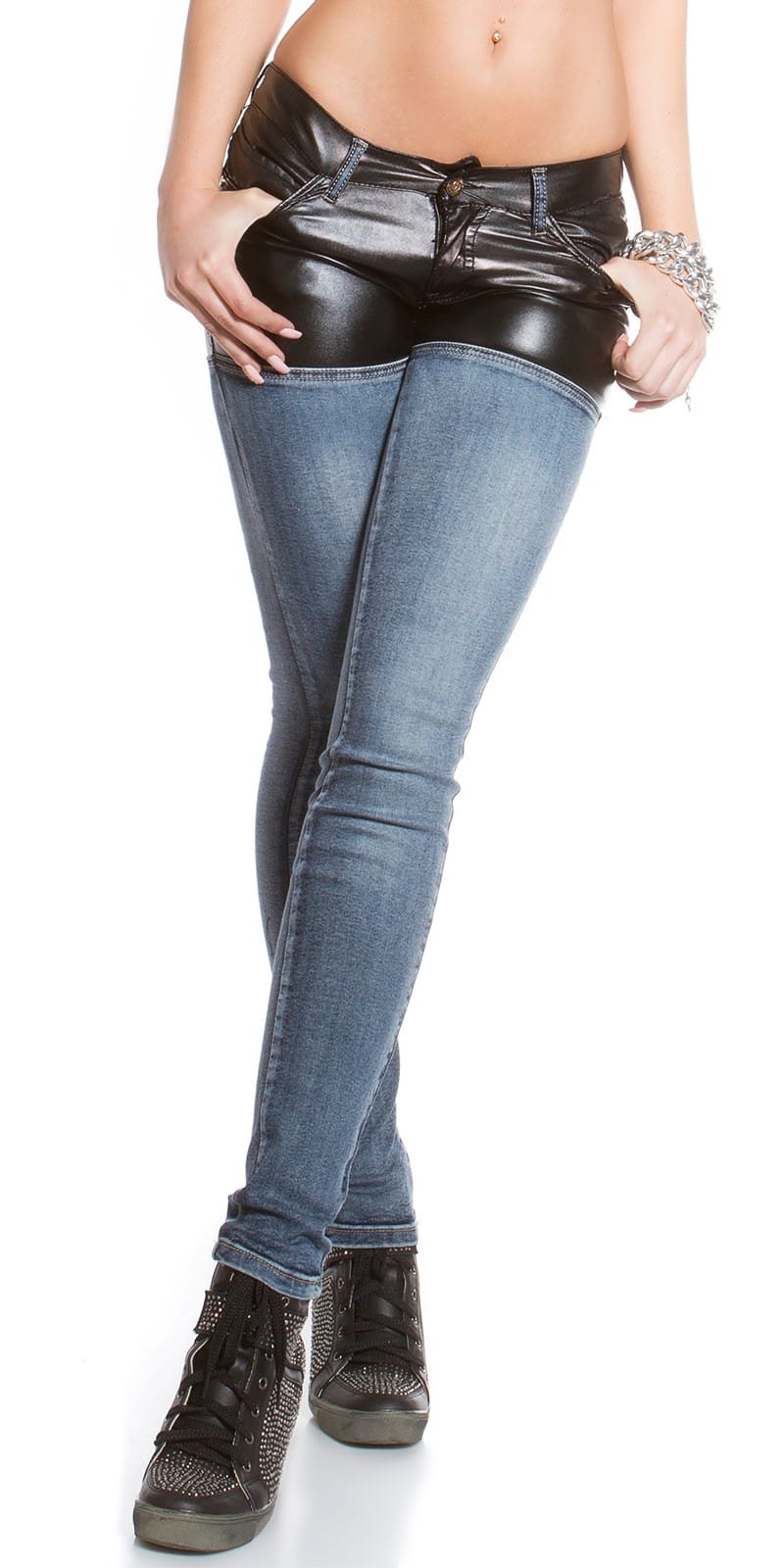 Dámske rifle denim+koža - Image 3