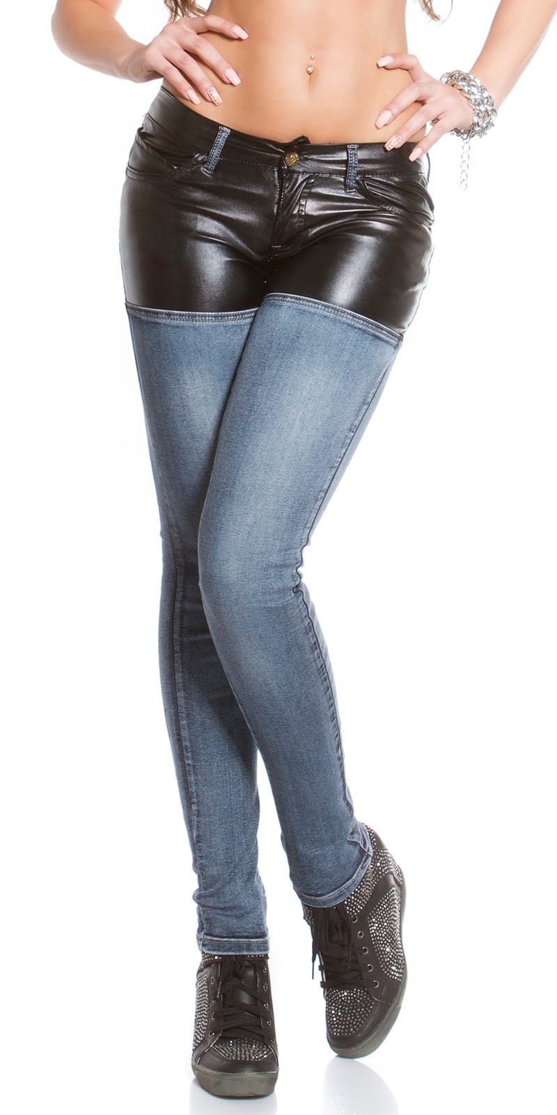 Dámske rifle denim+koža - Image 21