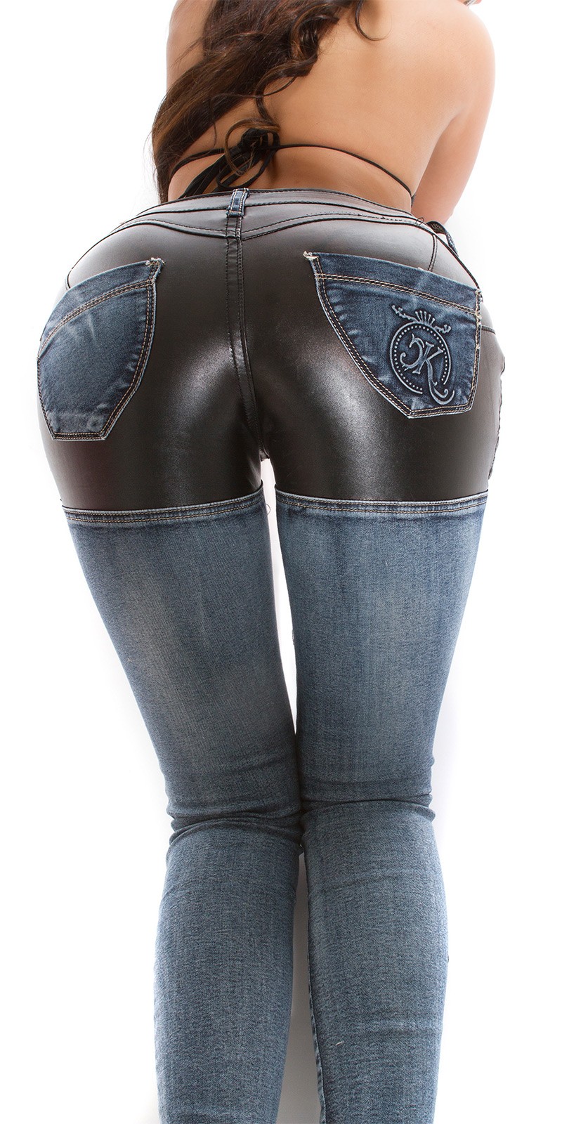 Dámske rifle denim+koža - Image 23