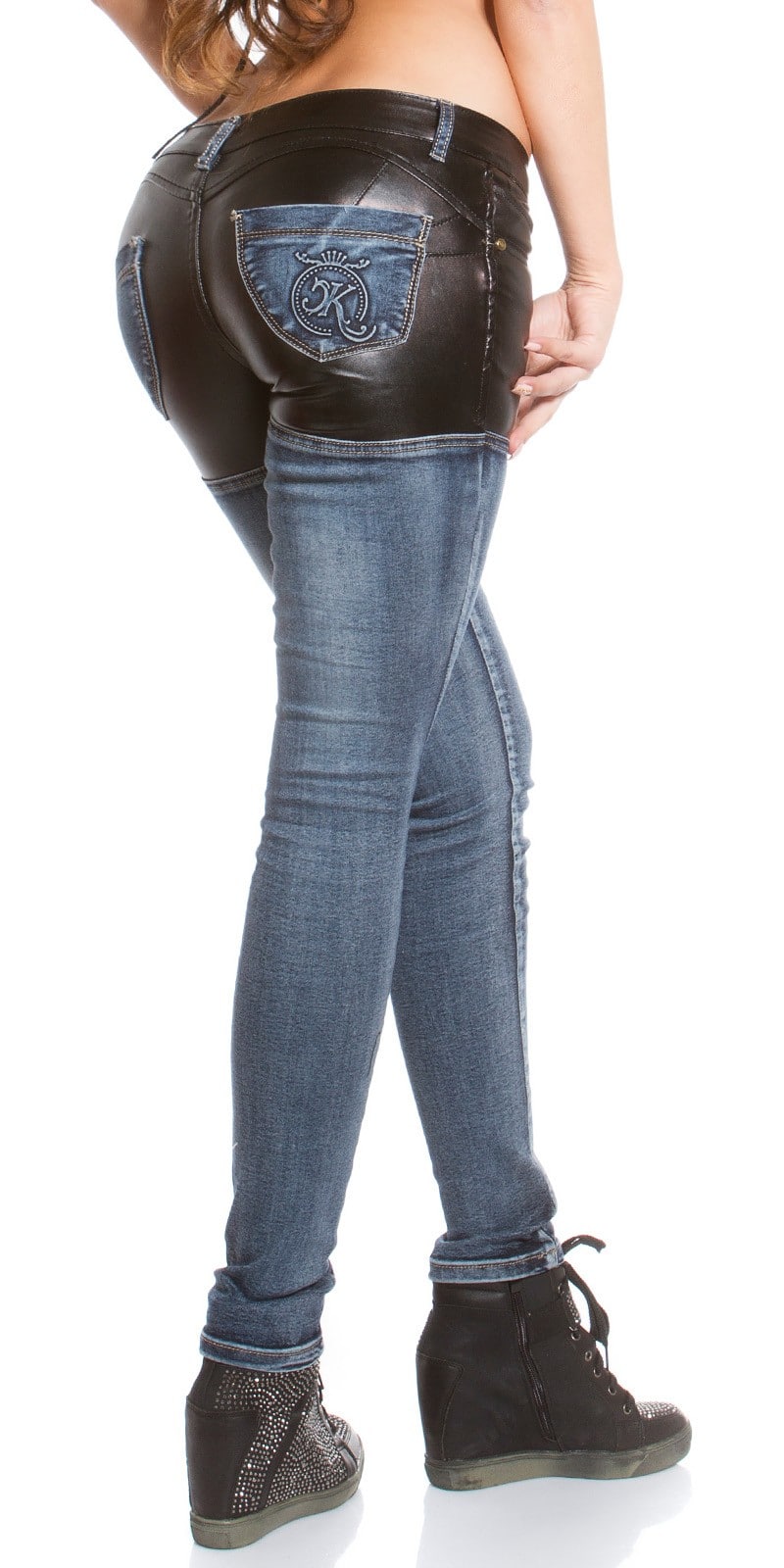 Dámske rifle denim+koža - Image 4