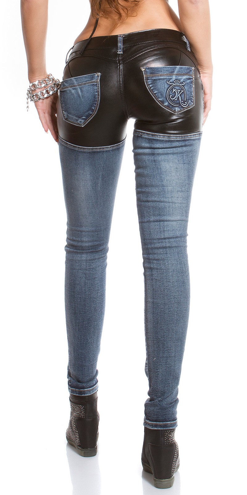 ooKouCla skinny jeans with leather look Color JEANSBLUE Size 38 0000K600 212 JEANSBLAU 6
