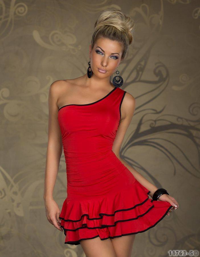 Šaty Samba s točivou sukňou červené XXL