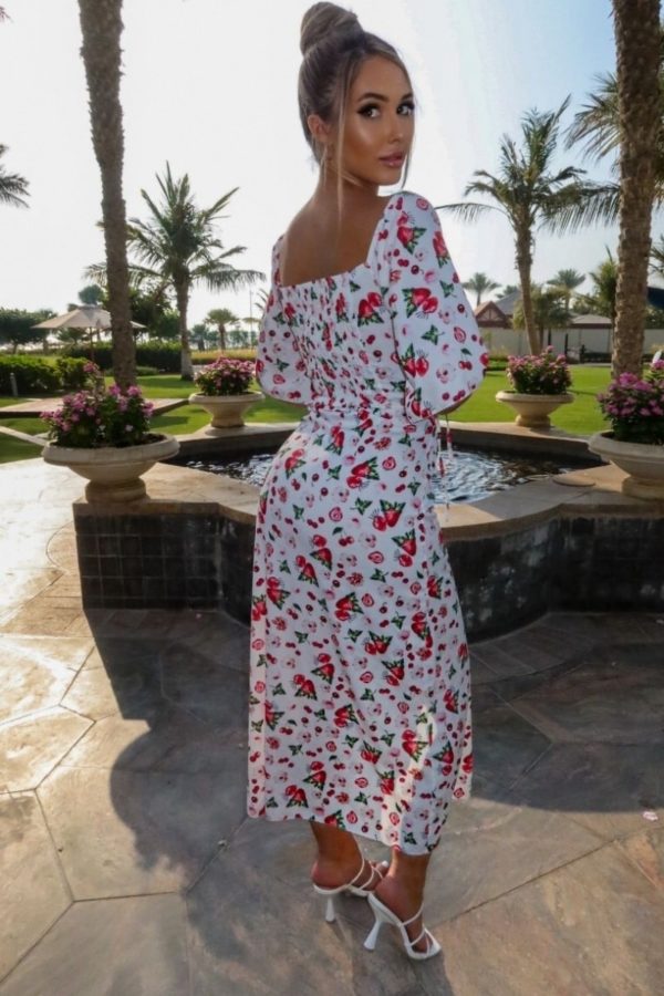 white red fruit print cut out waist thigh split maxi dress p10102 1258698 image