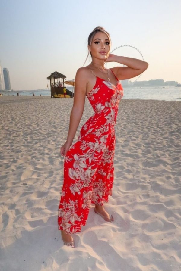 red floral tie waist tiered maxi dress p10112 1258203 image