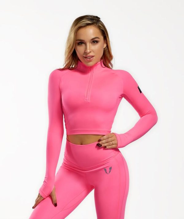 Crop top zo zipsom ružový